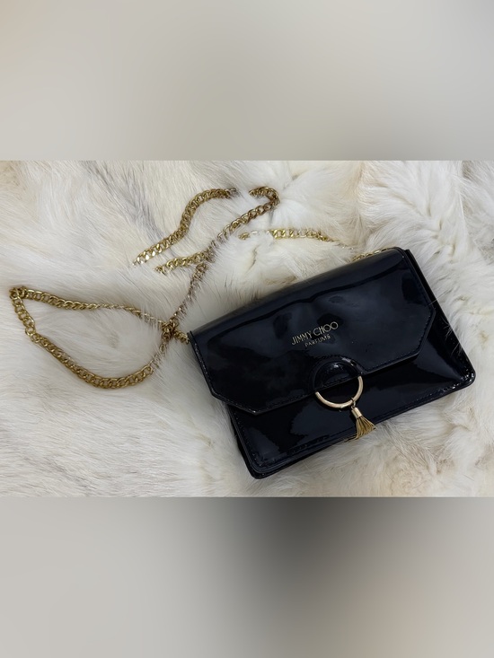 Jimmy Choo Handbags - NEW Jimmy Choo Black Patent Leather Chain Strap Crossbody Bag Parfums NEW RARE